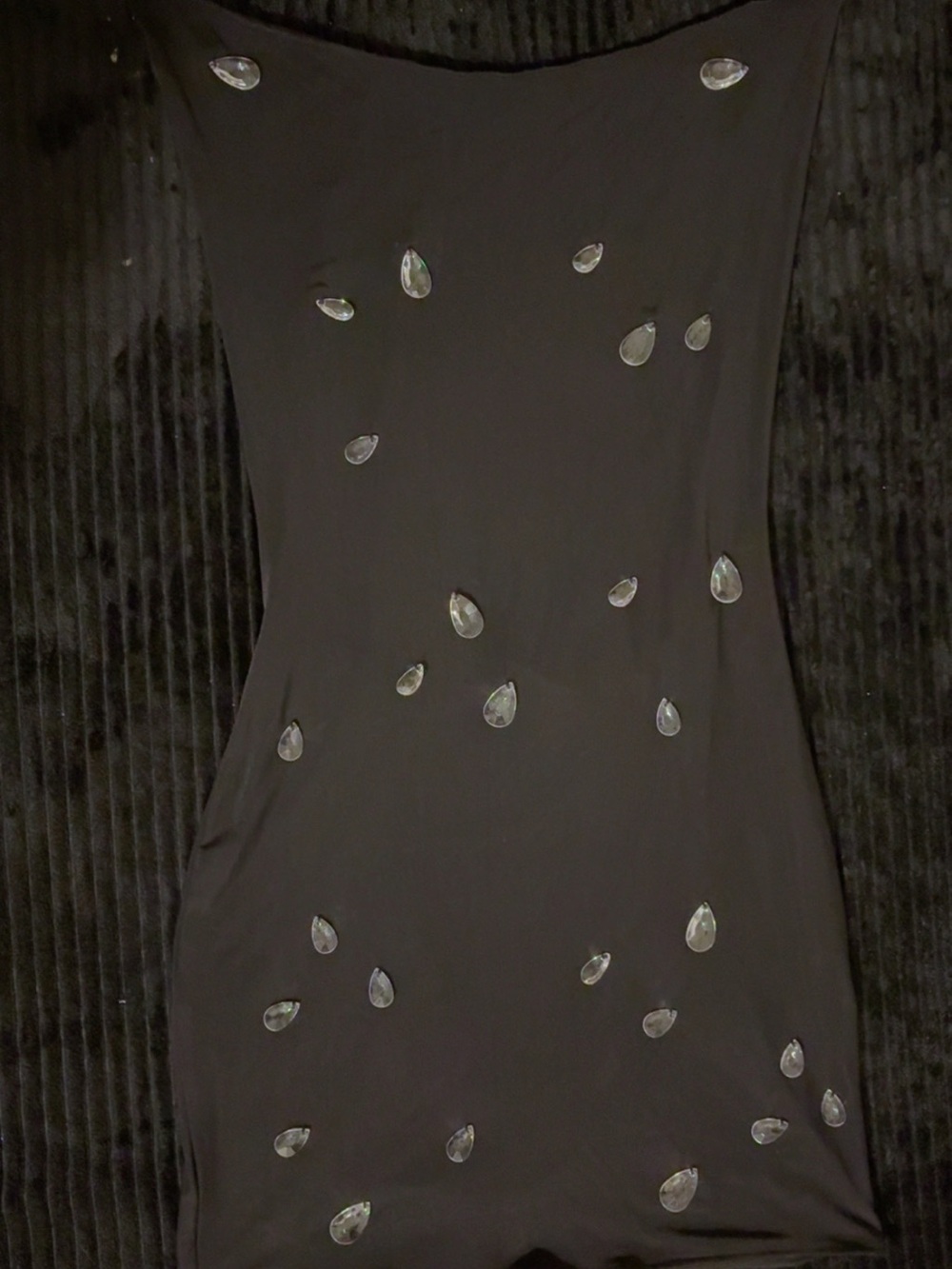 SHEIN Black Strapless Dress with Teardrop Embellishments